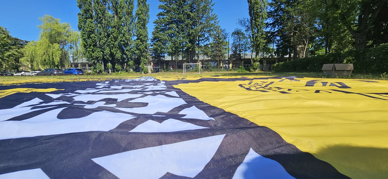 Sector flags for stadium choreographies: production photos
