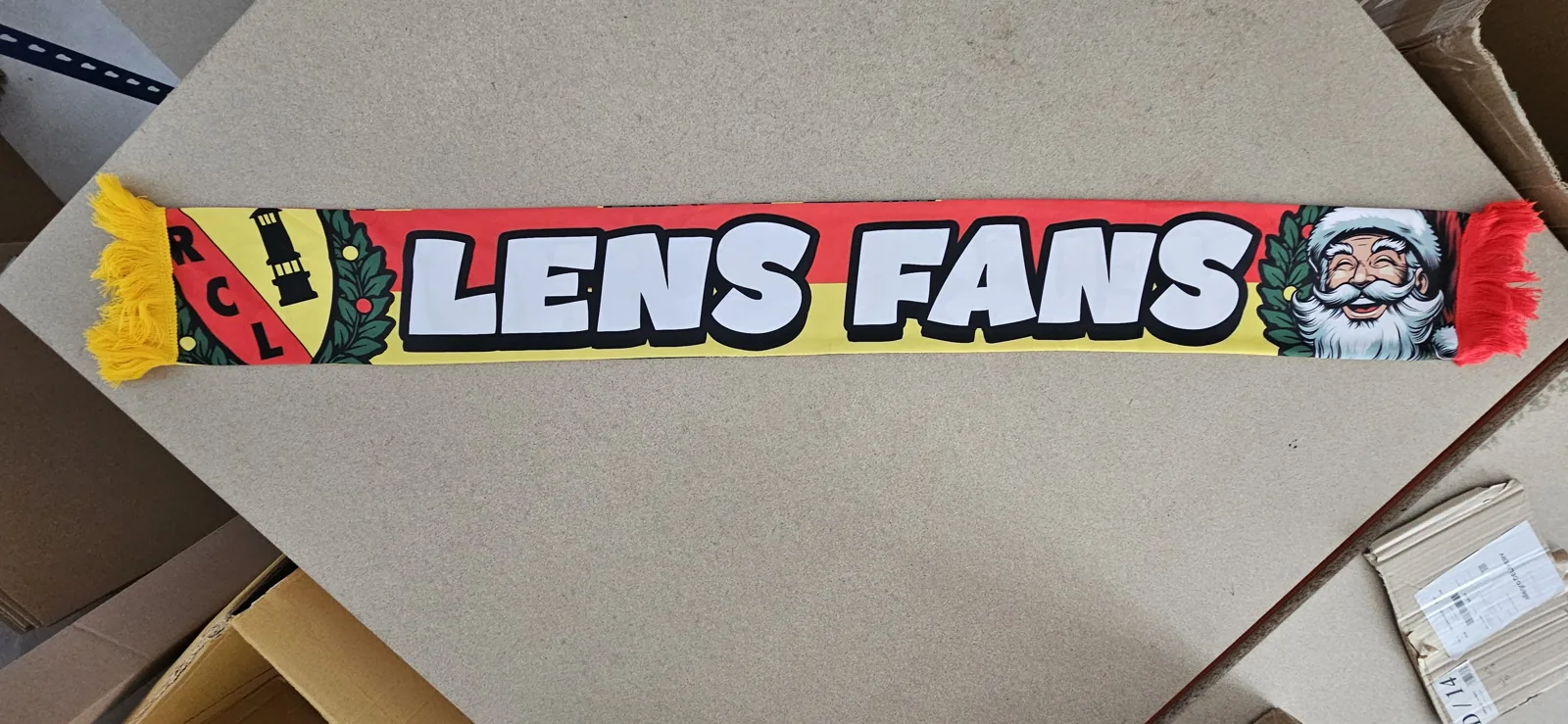 RC Lens fans Christmas scarf in red and yellow